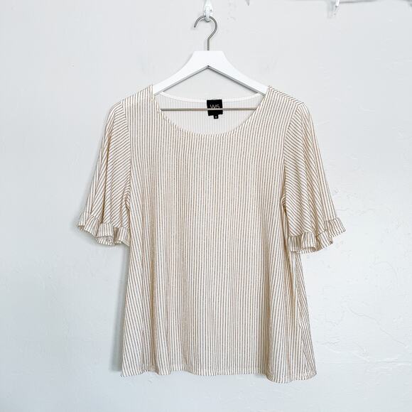 W5 Metallic Gold Striped Top Medium - Picture 1 of 5